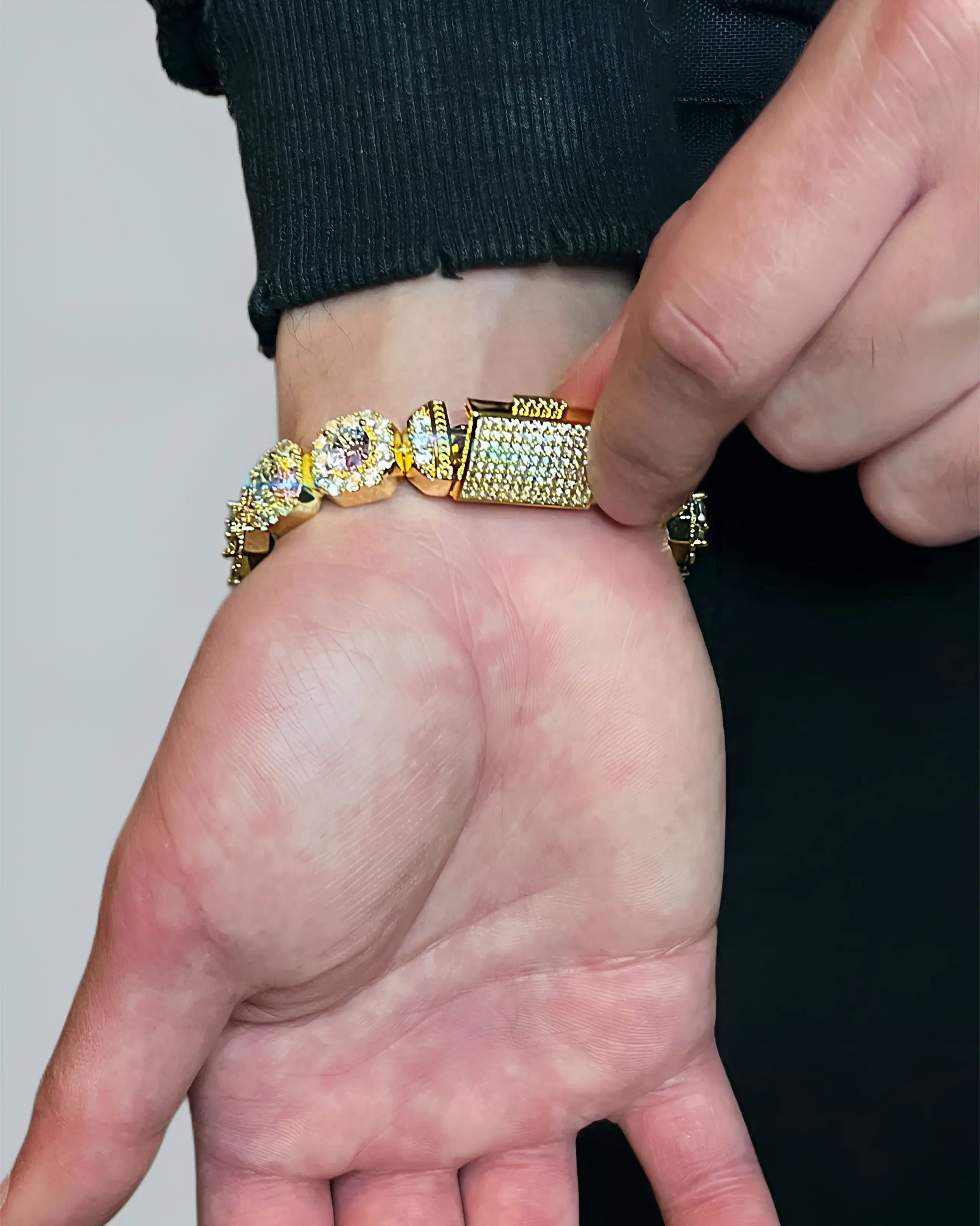 Gold Cluster Tennis Bracelet + FREE CHAIN