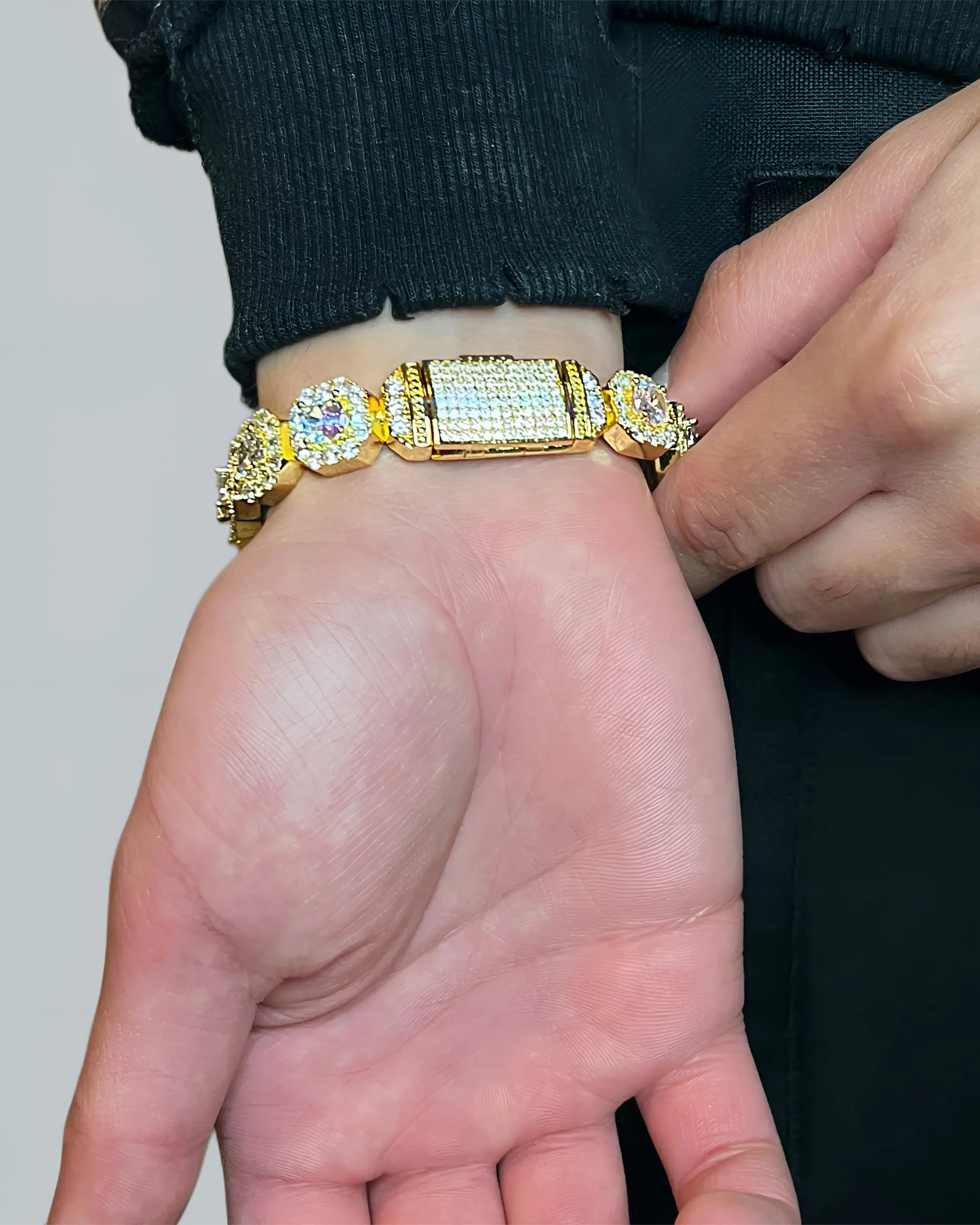 Gold Cluster Tennis Bracelet + FREE CHAIN