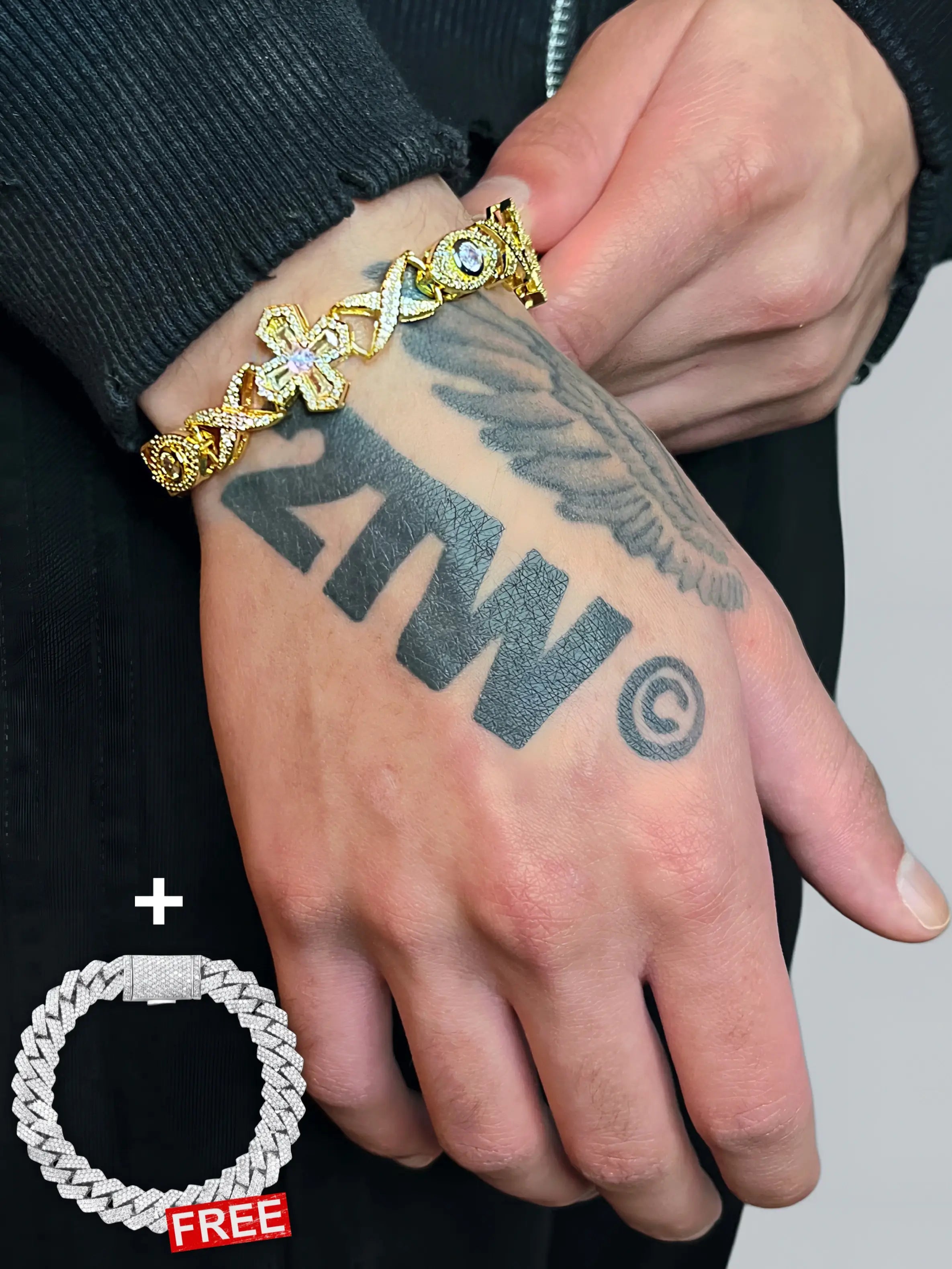 Gold Evil Eye Baguette Bracelet + FREE CHAIN