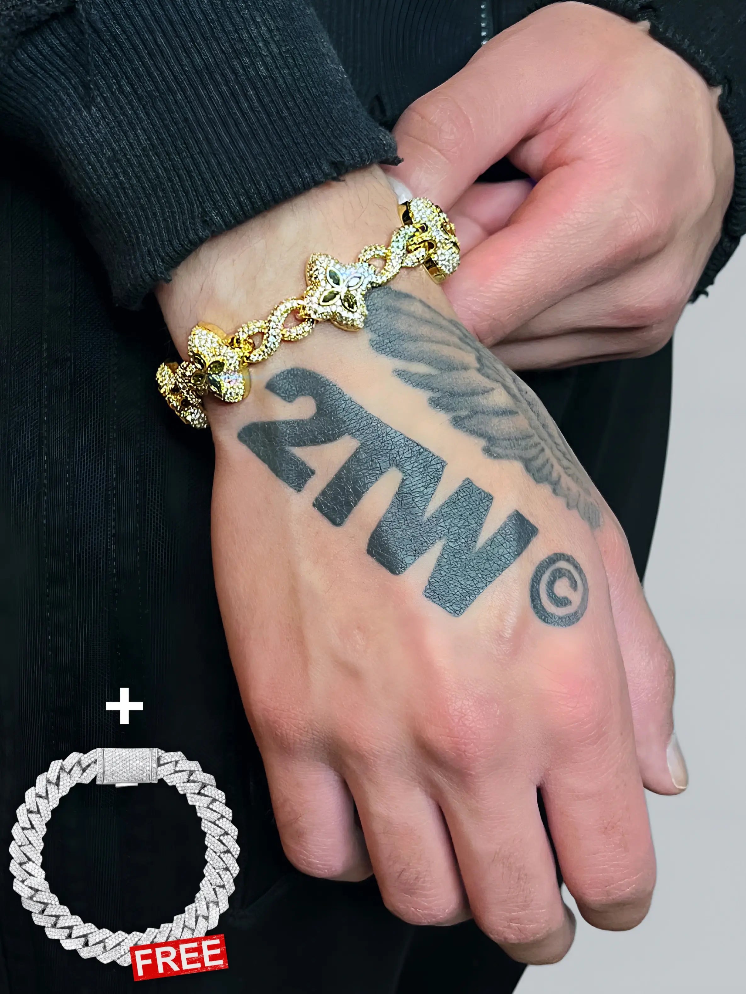 Gold Iced Clover Bracelet + FREE CHAIN