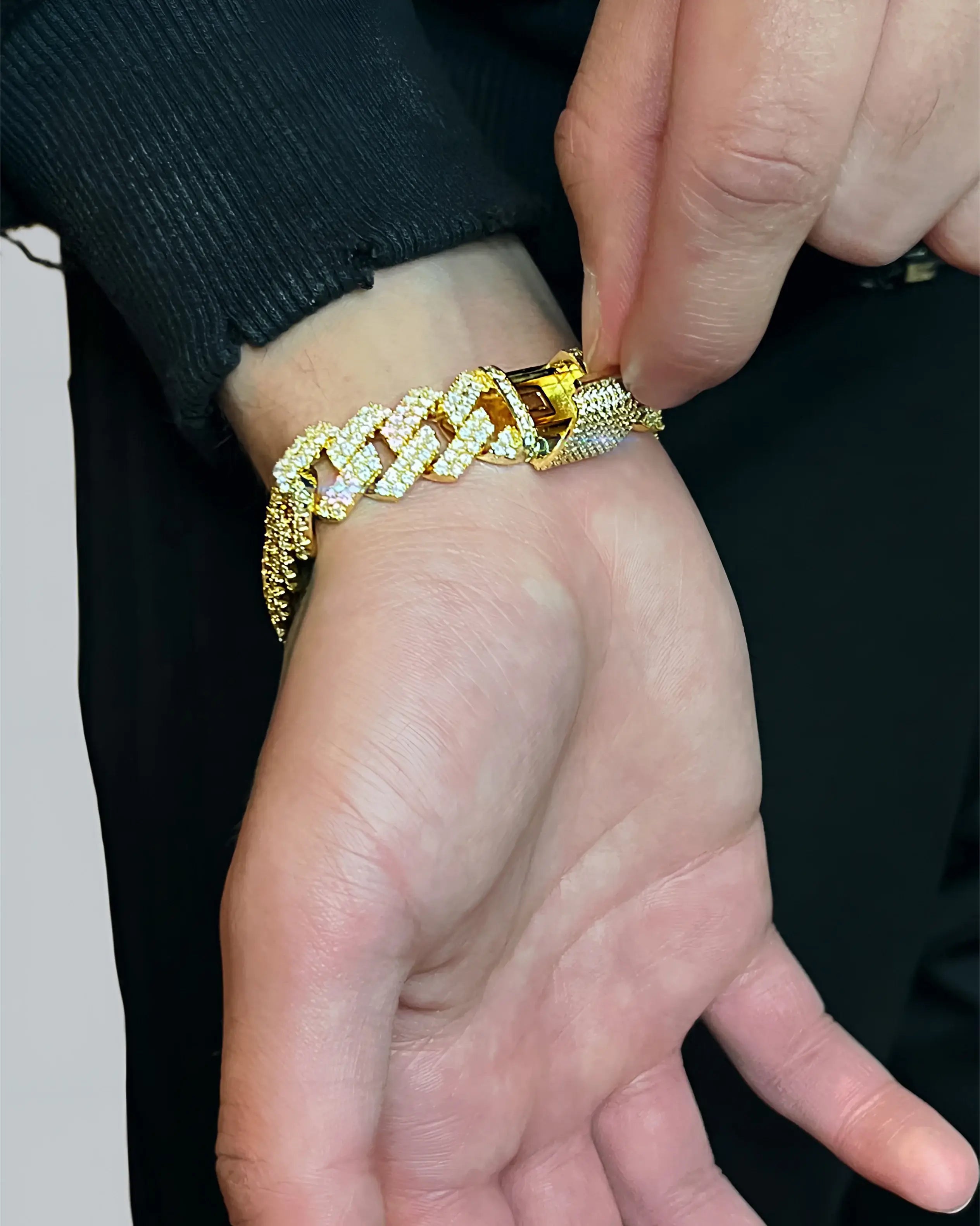 12mm Gold Cuban Bracelet  + FREE CHAIN