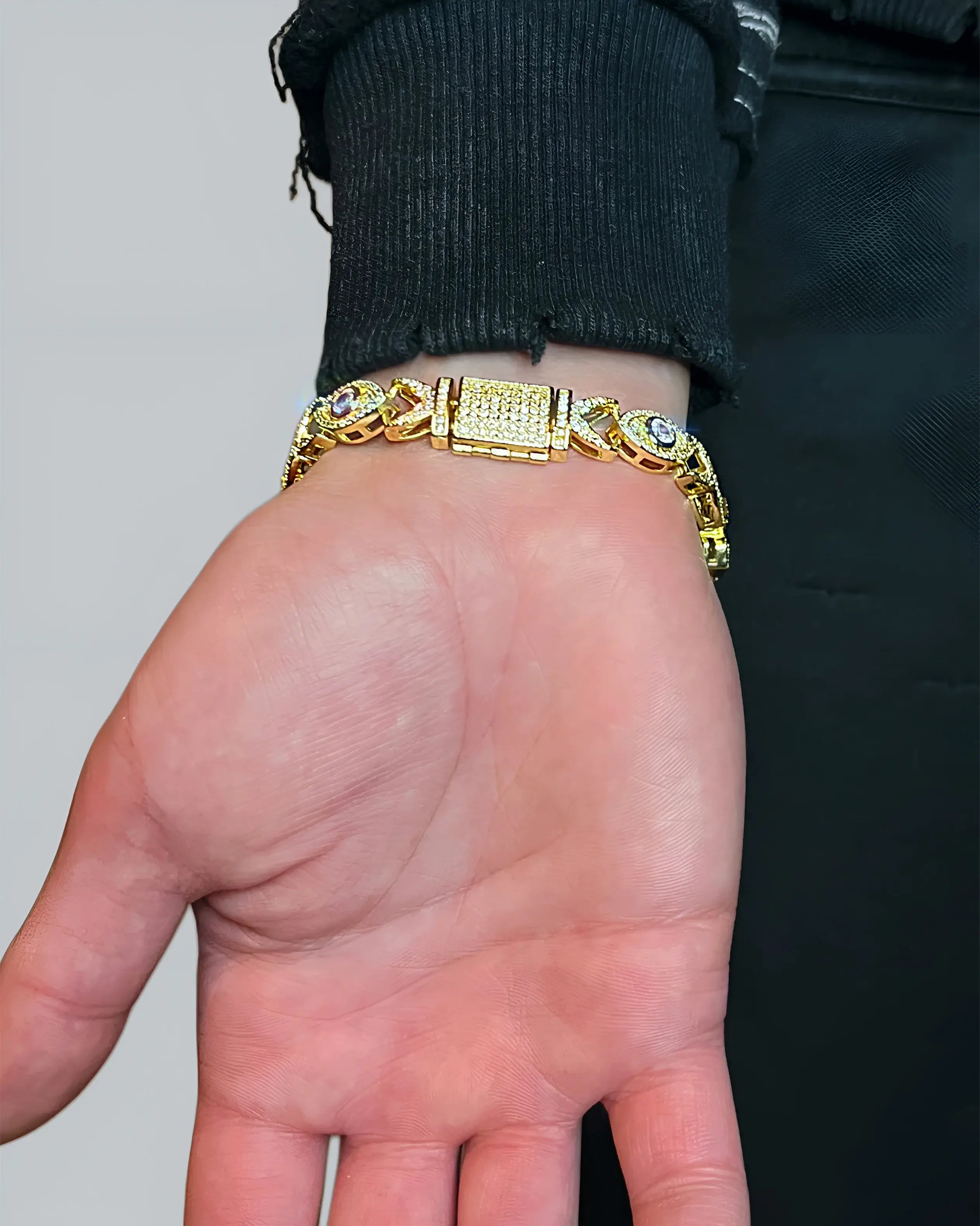 Gold Evil Eye Baguette Bracelet + FREE CHAIN