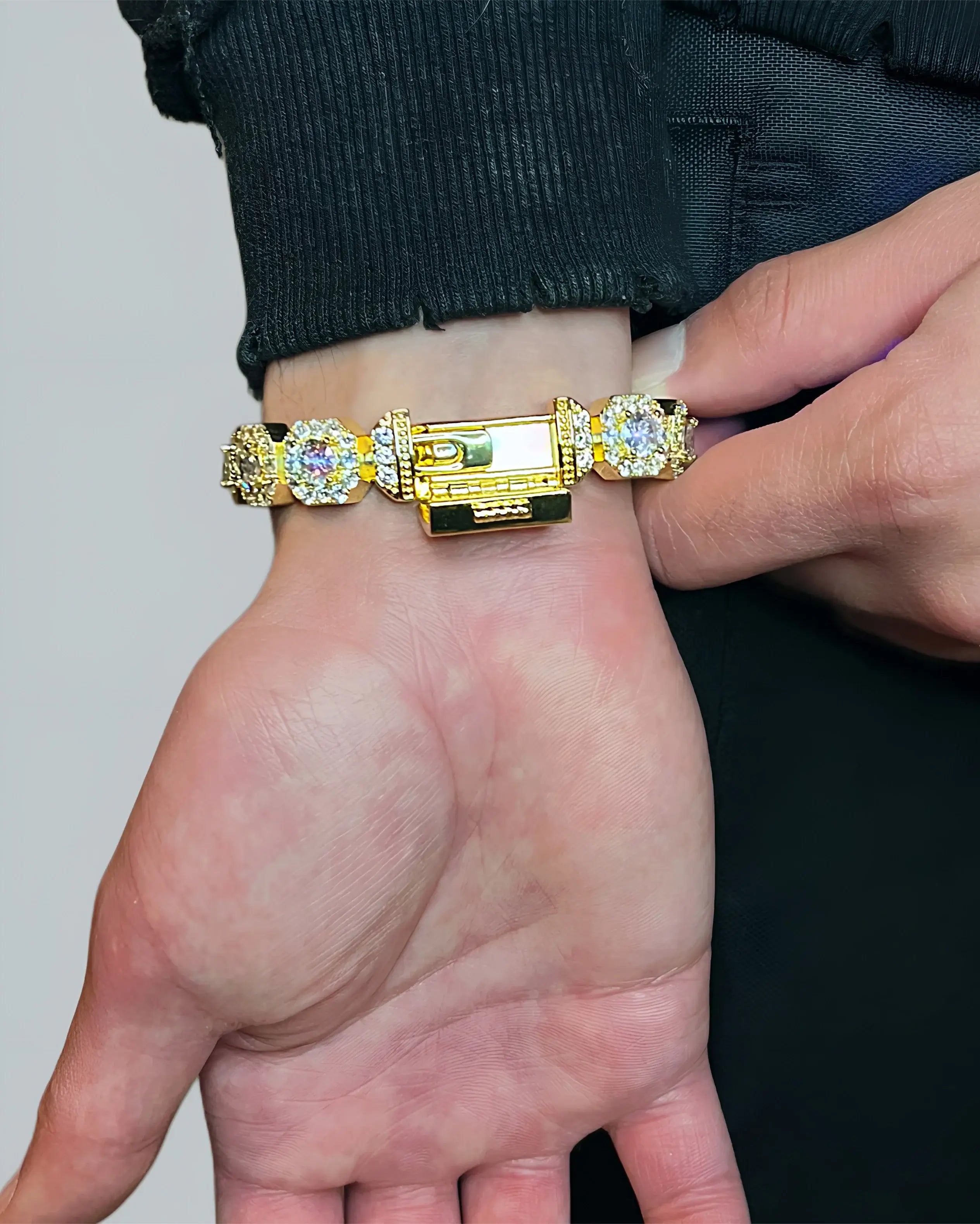 Gold Cluster Tennis Bracelet + FREE CHAIN