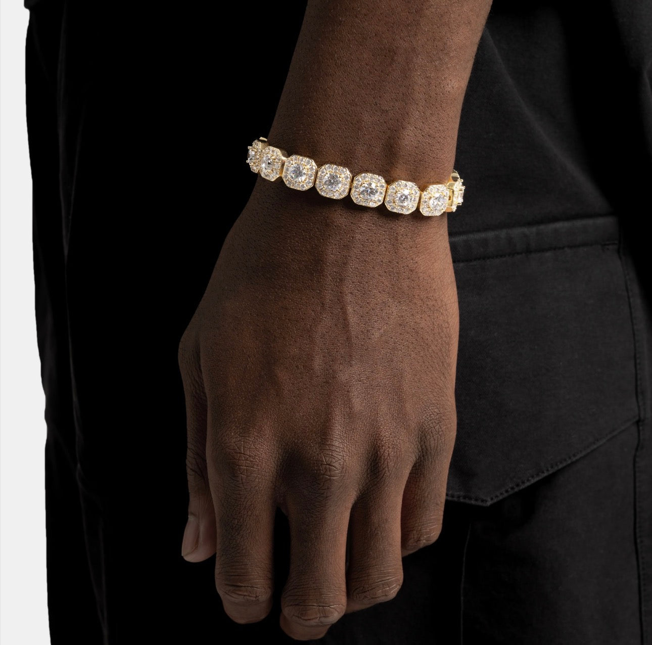 Gold Cluster Tennis Bracelet