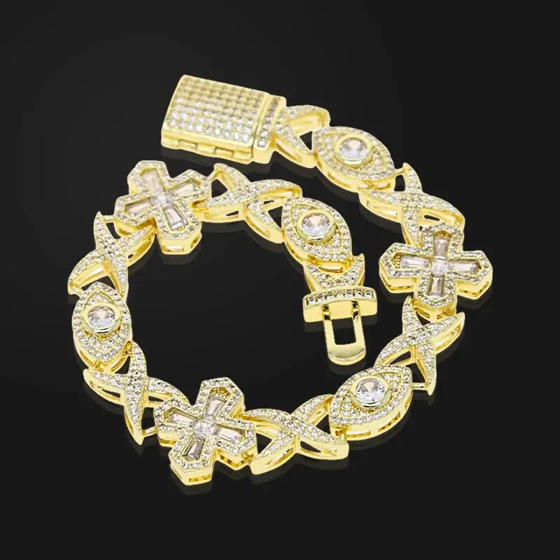 Gold Evil Eye Baguette Bracelet + FREE CHAIN